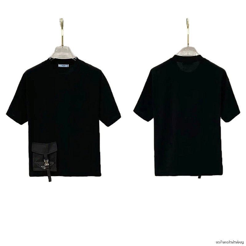 Prada Pocket Collection Minimalist Style Black Short-sleeved T-shirt