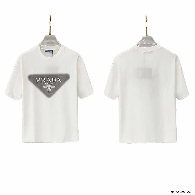 Prada Triangle Logo Minimalist Style White T-Shirt