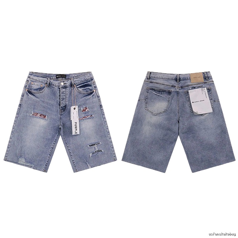PurpleGodspeed Distressed Light Blue Denim Shorts