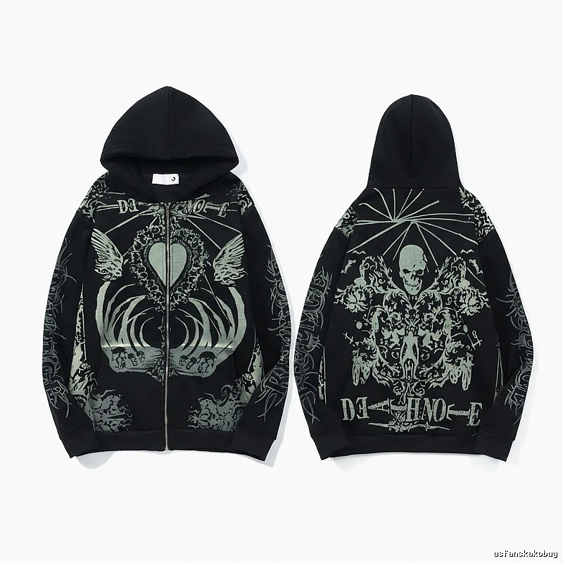 Revenge Dark Style Skull Print Hoodie