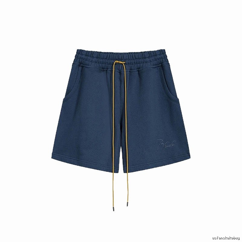 RHUDE minimalist style navy blue shorts