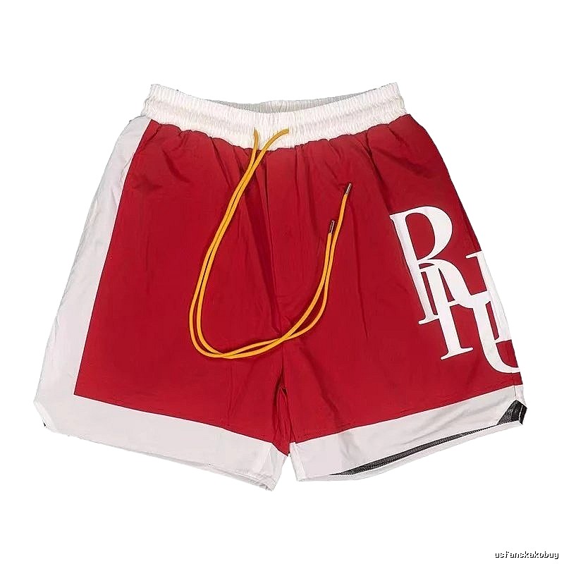 RHUDE Red and White Contrast Color Sports Shorts