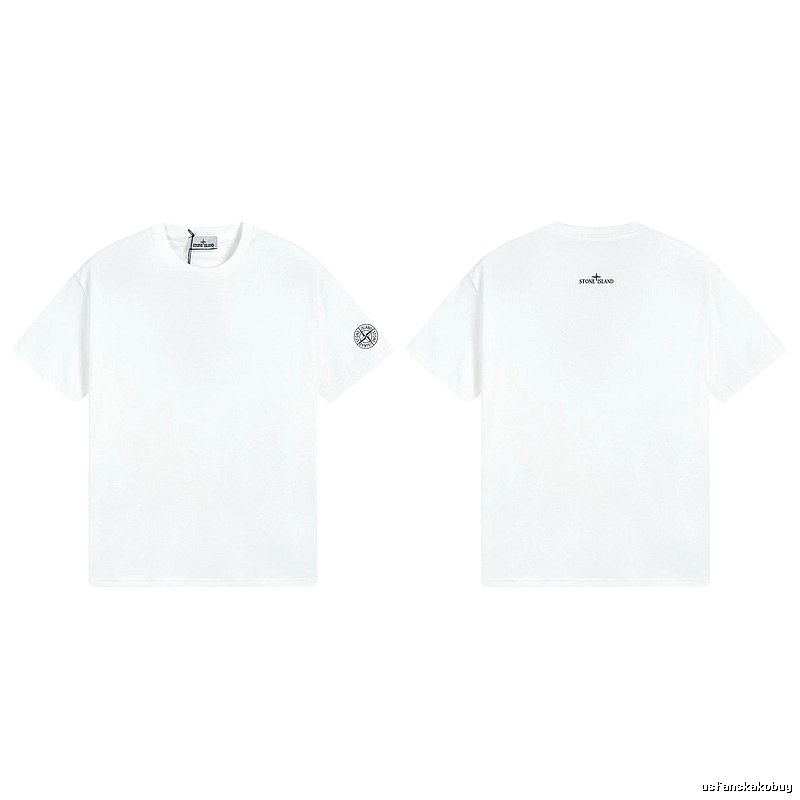 Stone Island Badge Minimalist Style White Short-sleeve T-shirt