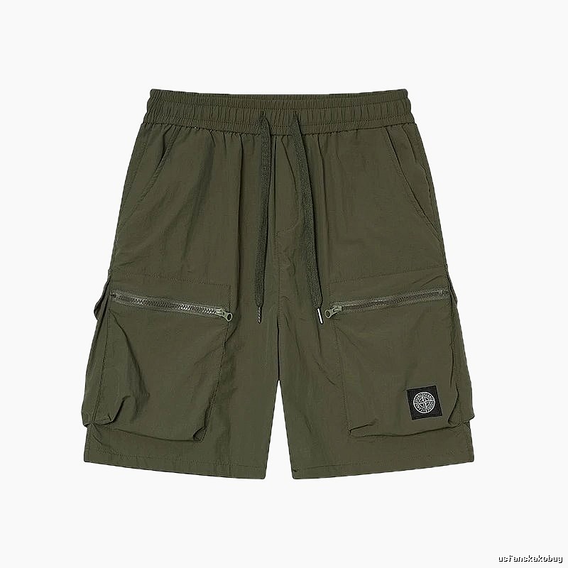 Stone Island Classic Technical Workwear Style Army Green Shorts