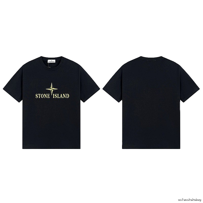Stone Island Compass Print Street Style Black T-Shirt