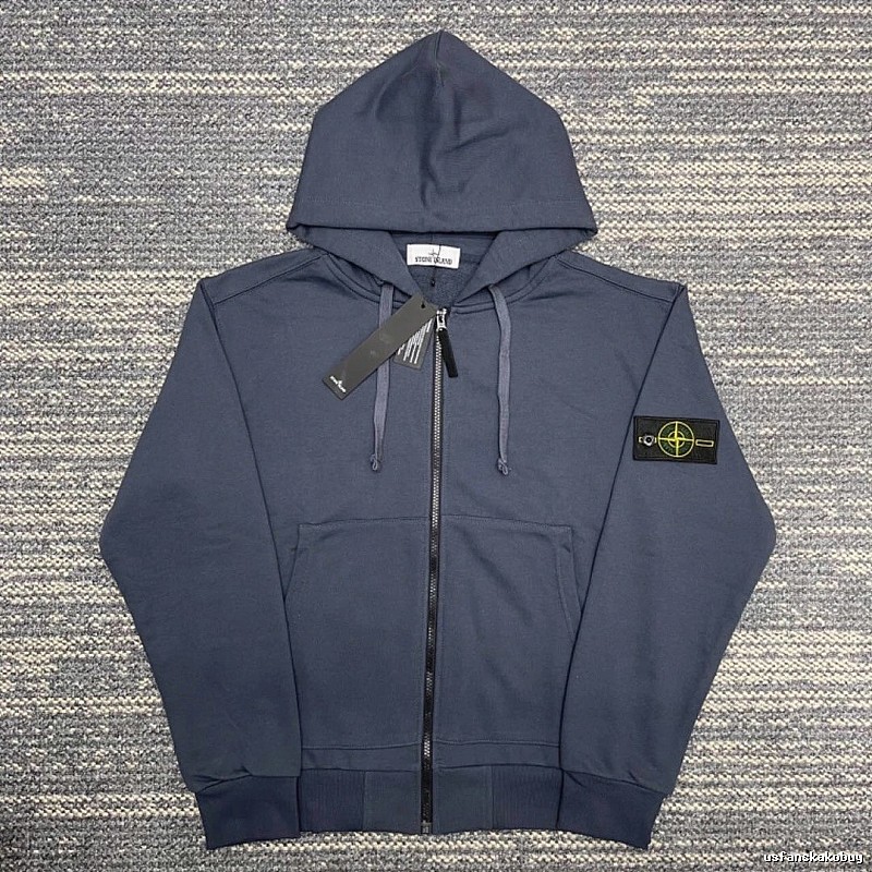 Stone Island Navy Blue Zip Hoodie Weekend Wear