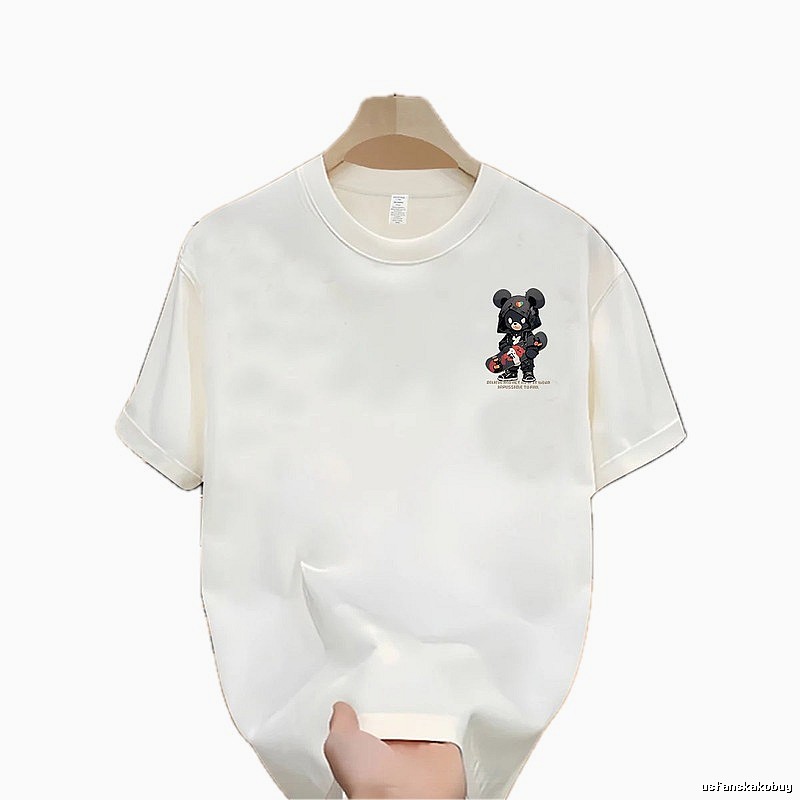 Streetwear Brand Skate Bear Street-style Off-white Short Sleeve T-Shirt