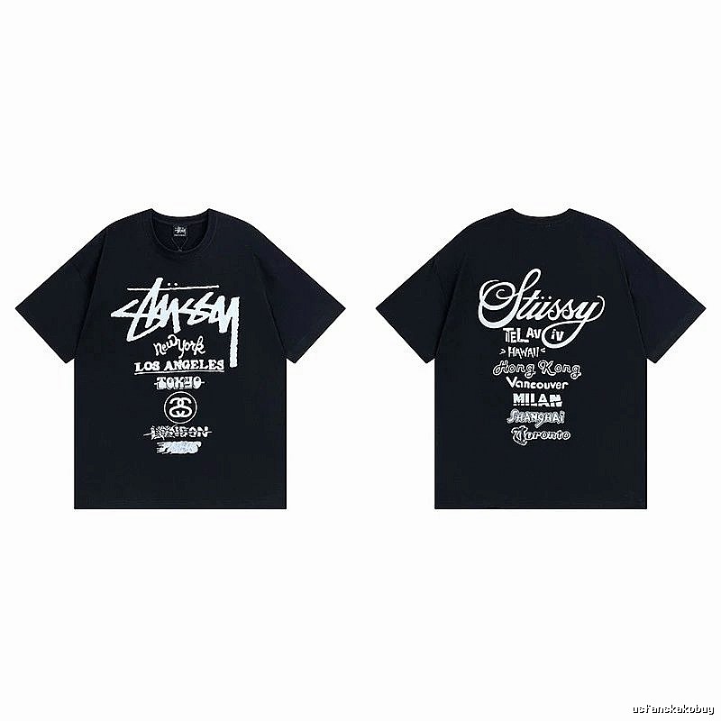 Stussy Black Spider Graphic T-Shirt Bold Graphic Logo
