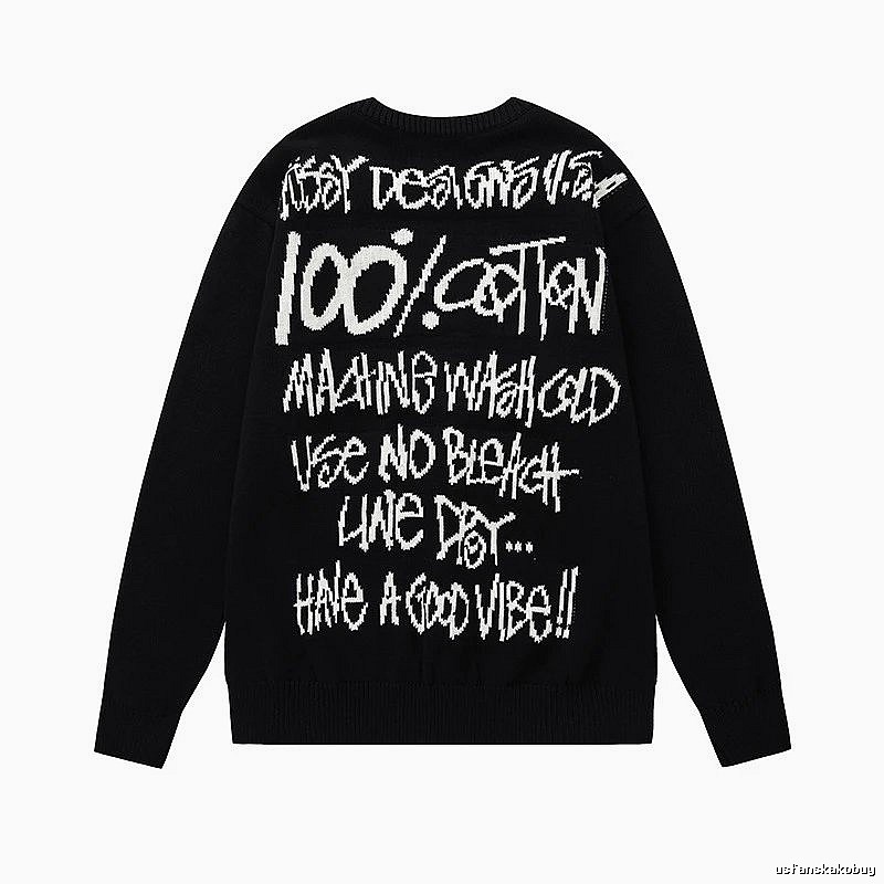 Stussy Black Swirl Graphic SweatShirt Relaxed Styling
