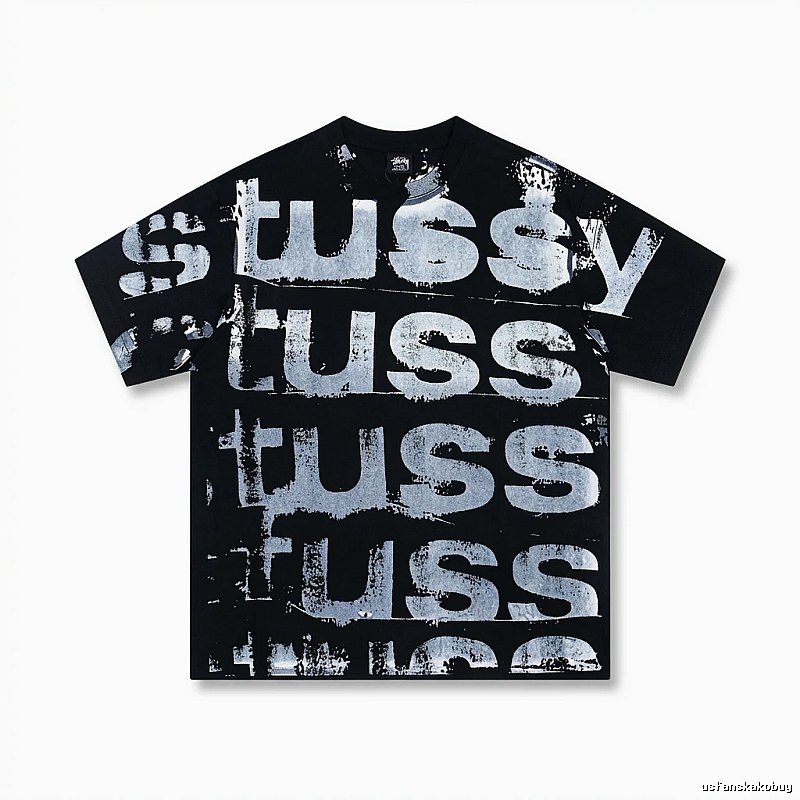 Stussy graffiti-style black T-shirt with letters