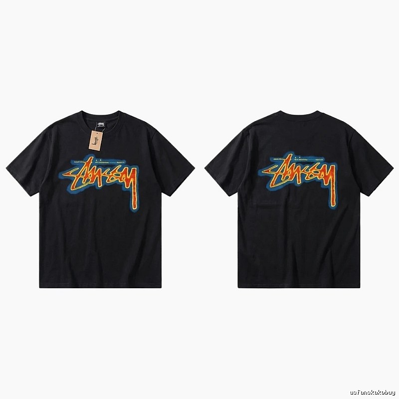 Stussy graffiti-style black T-shirt