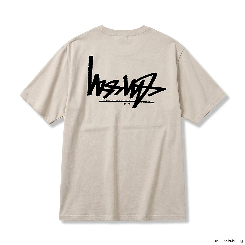 Stussy graffiti-style light gray T-shirt