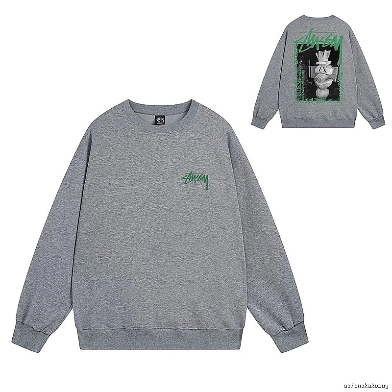 Stussy Gray Style 540 Graphic SweatShirt Clean Finish