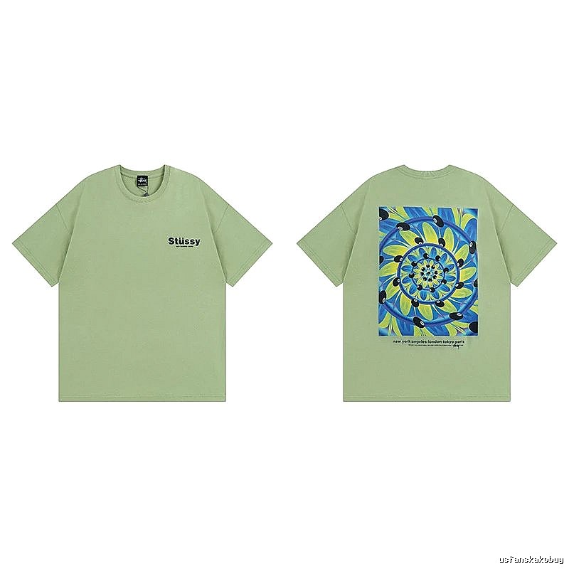 Stussy Green Spider Graphic T-Shirt Outdoor Days Logo
