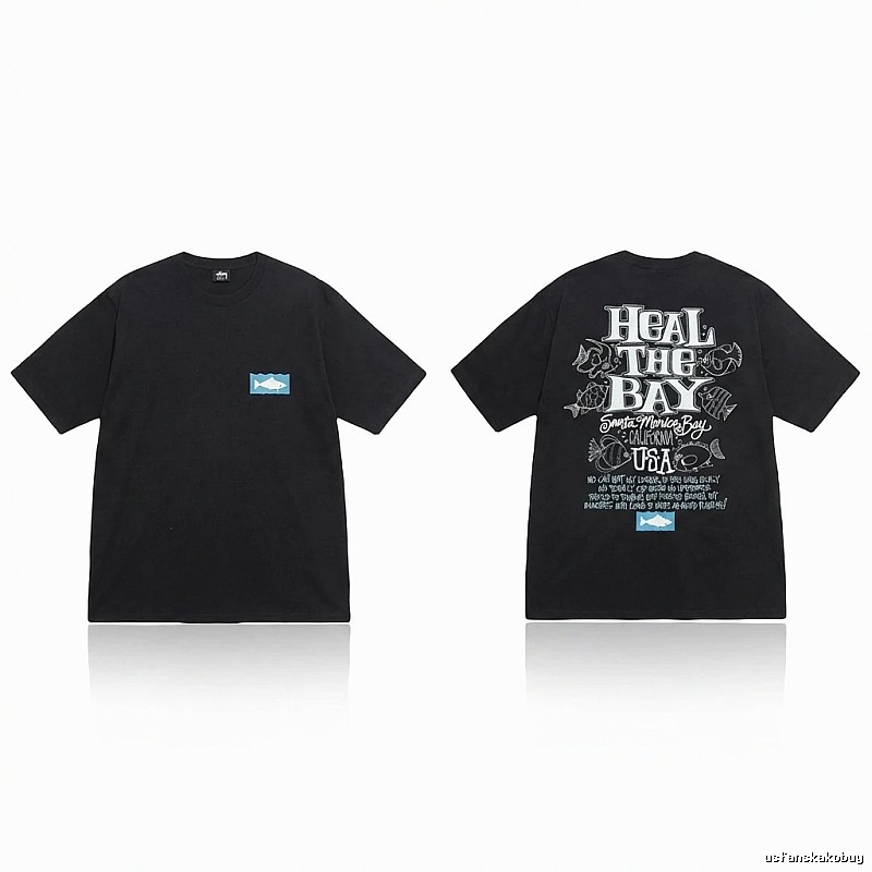 Stussy retro-style black short-sleeve