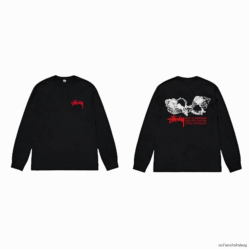 Stussy Skull Print Black Long-sleeve Shirt