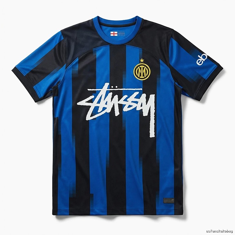 Stussy striped sporty blue and black T-shirt