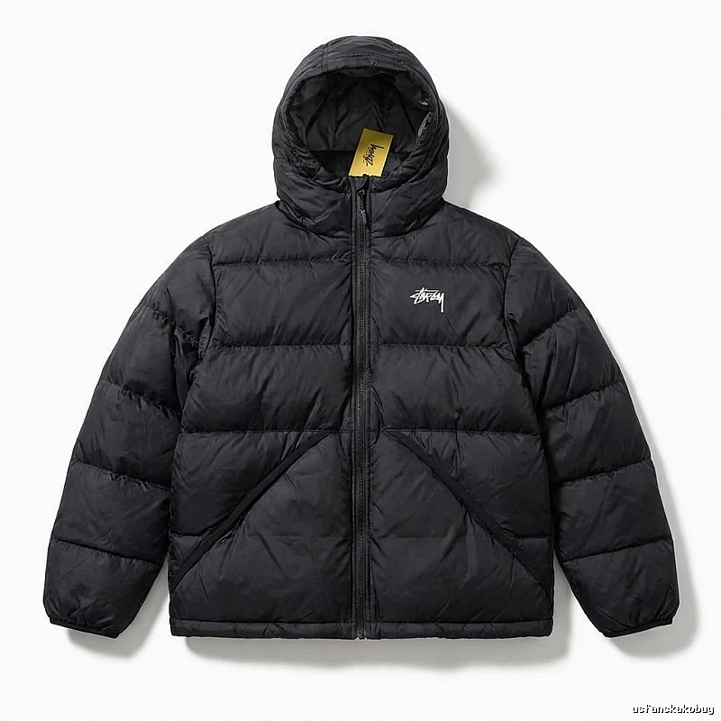 Stussy trendy and cool black down jacket