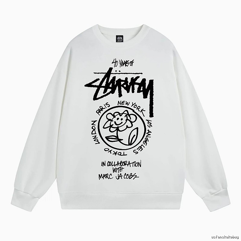 Stussy White Style 539 Graphic SweatShirt Airport Outfit