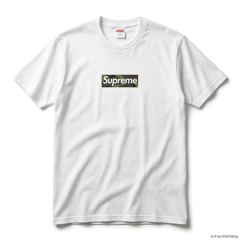 Supreme camouflage-style white T-shirt