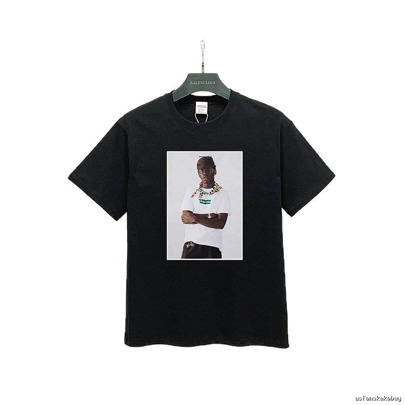 Supreme Portrait Print Street Style Black T-Shirt