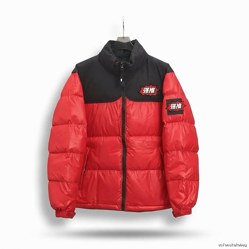 The classic trendy and cool style red and black down jacket of The North Face