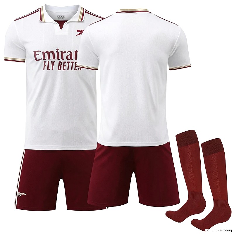 The white and red home jersey of Arsenal.