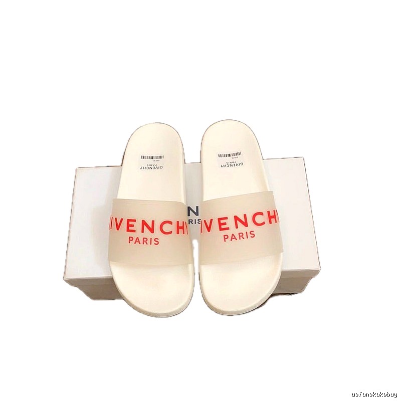 Trendy Brand Givenchy Letter Print White Slides