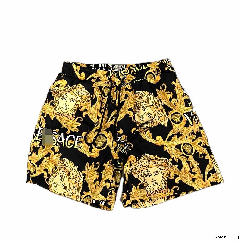 Versace Medusa Baroque Style Black and Gold Shorts